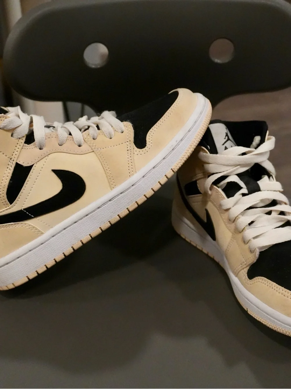 Jordan High-Top Sneakers in Black & Tan